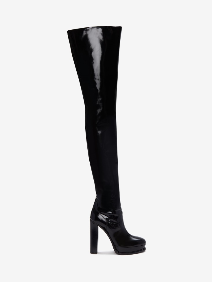 Black Women's Platform Thigh-High Boot Fashion Alexander McQueen