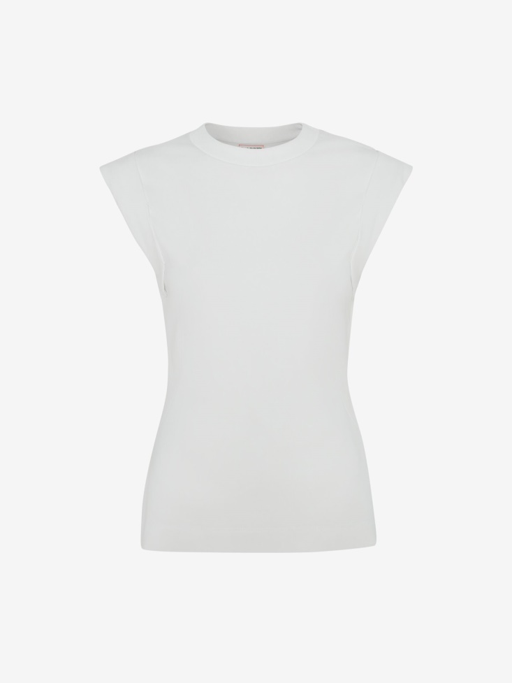 Optical White Fashion Alexander McQueen Women's Rolled-Up Sleeve T-Shirt
