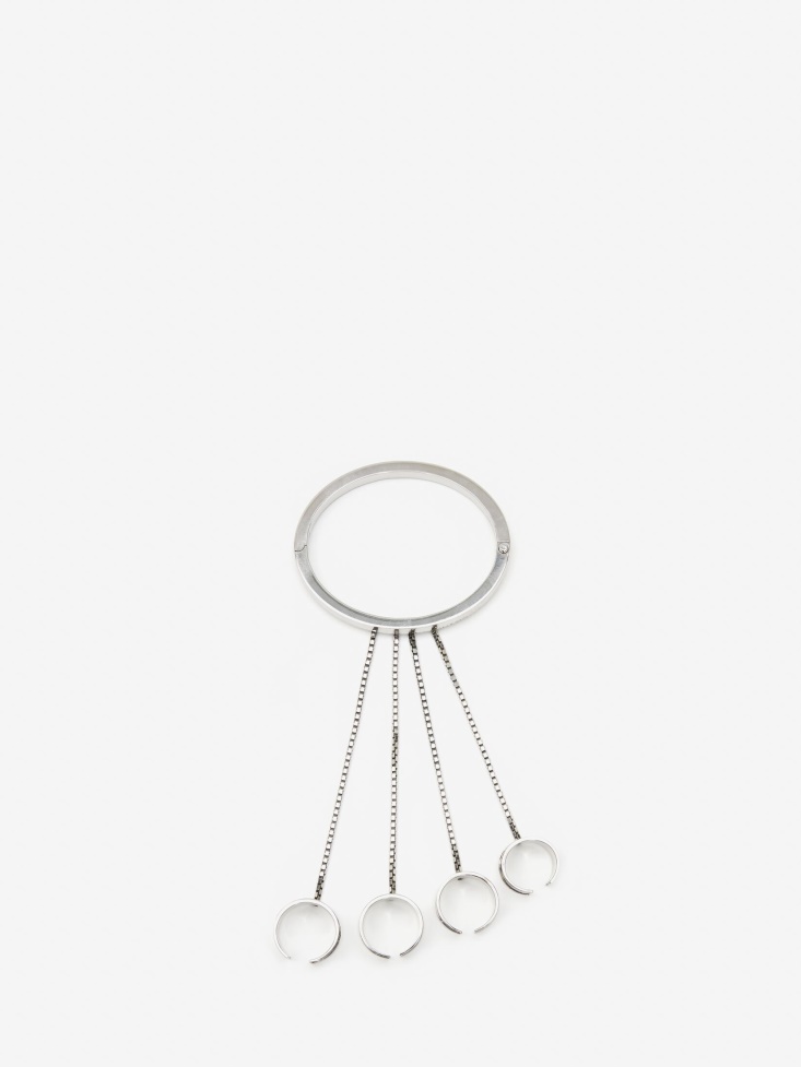 Women's Four Ring Hand Jewel Piece Antique Silver Fashion Alexander McQueen