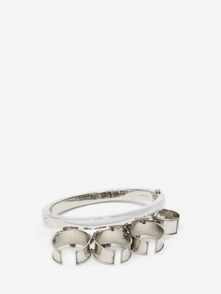 Women's Four Ring Hand Jewel Piece Antique Silver Fashion Alexander McQueen