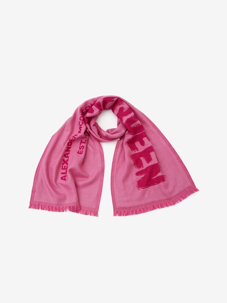 Fashion Alexander McQueen Fuxia/Pink Men's Oversized in Graffiti Scarf
