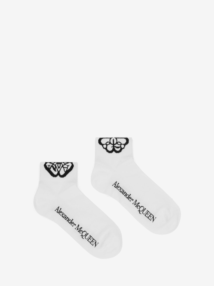 Women's Cut Seal Logo Socks Fashion Alexander McQueen White/Black