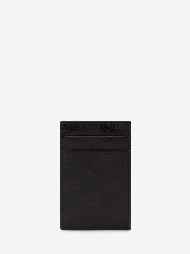 Fashion Alexander McQueen Black Men's Biker Skull Card Holder