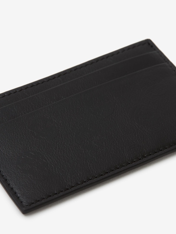 Fashion Alexander McQueen Black Men's Biker Skull Card Holder