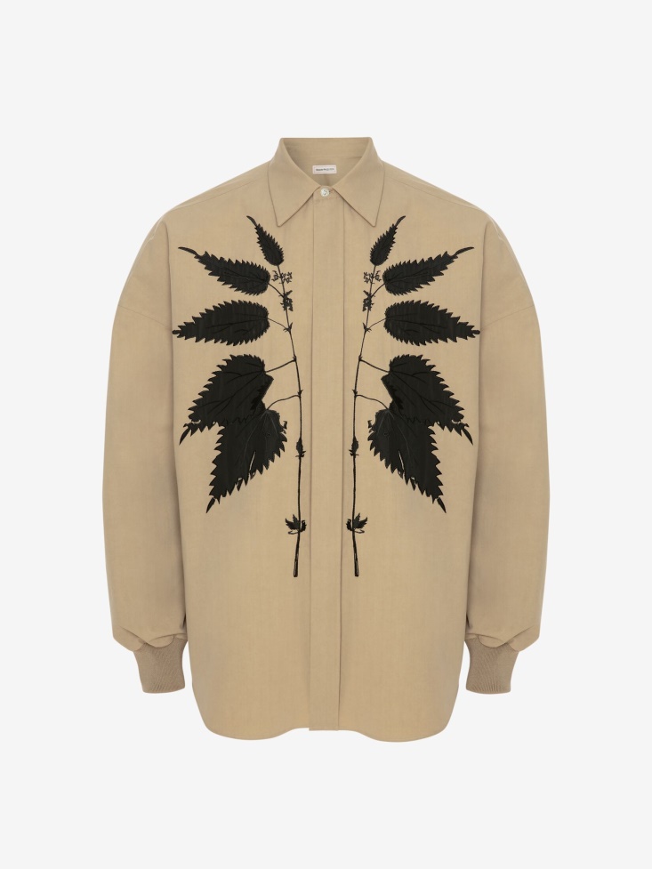 Fashion Alexander McQueen Men's Nettle Embroidery Shirt Beige