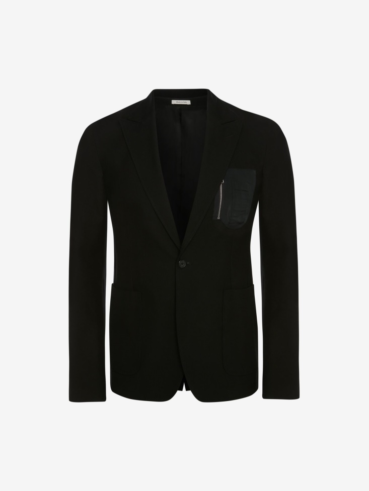 Fashion Alexander McQueen Black Men's Ma-1 Pocket Tailored Jacket