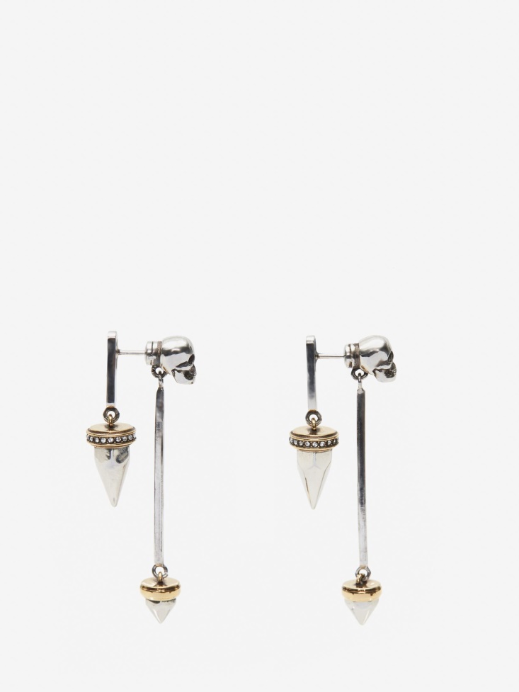 Women's Punk Stud Earrings Antique Silver Fashion Alexander McQueen
