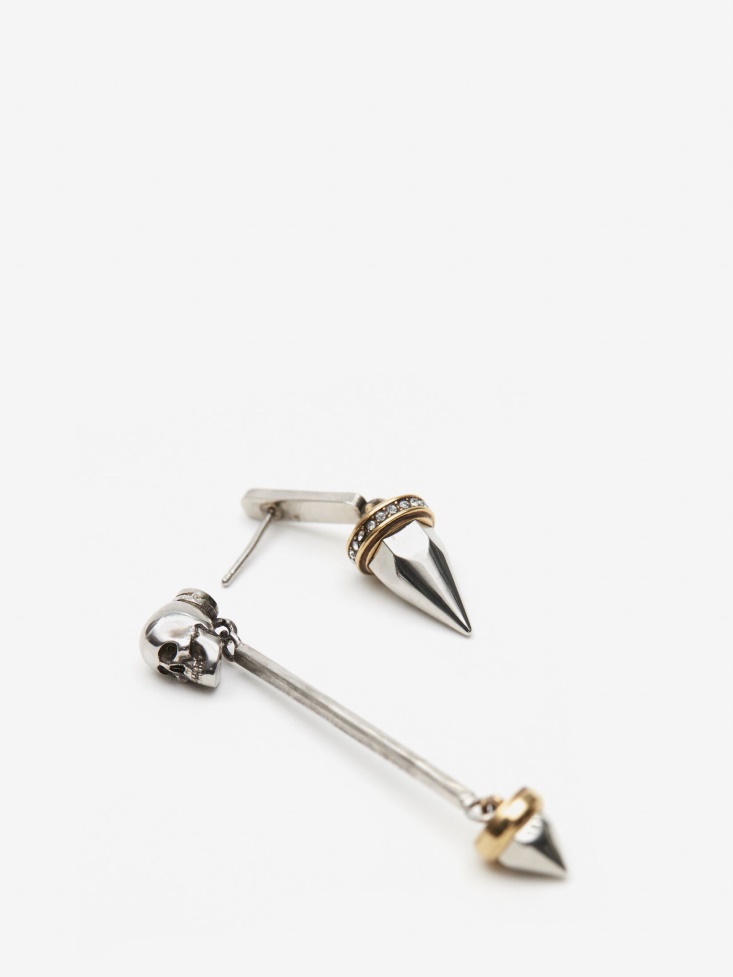 Women's Punk Stud Earrings Antique Silver Fashion Alexander McQueen