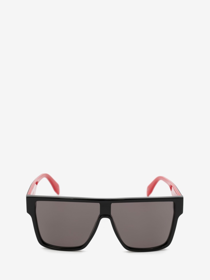 Black Red Men's Selvedge Mask Sunglasses Fashion Alexander McQueen