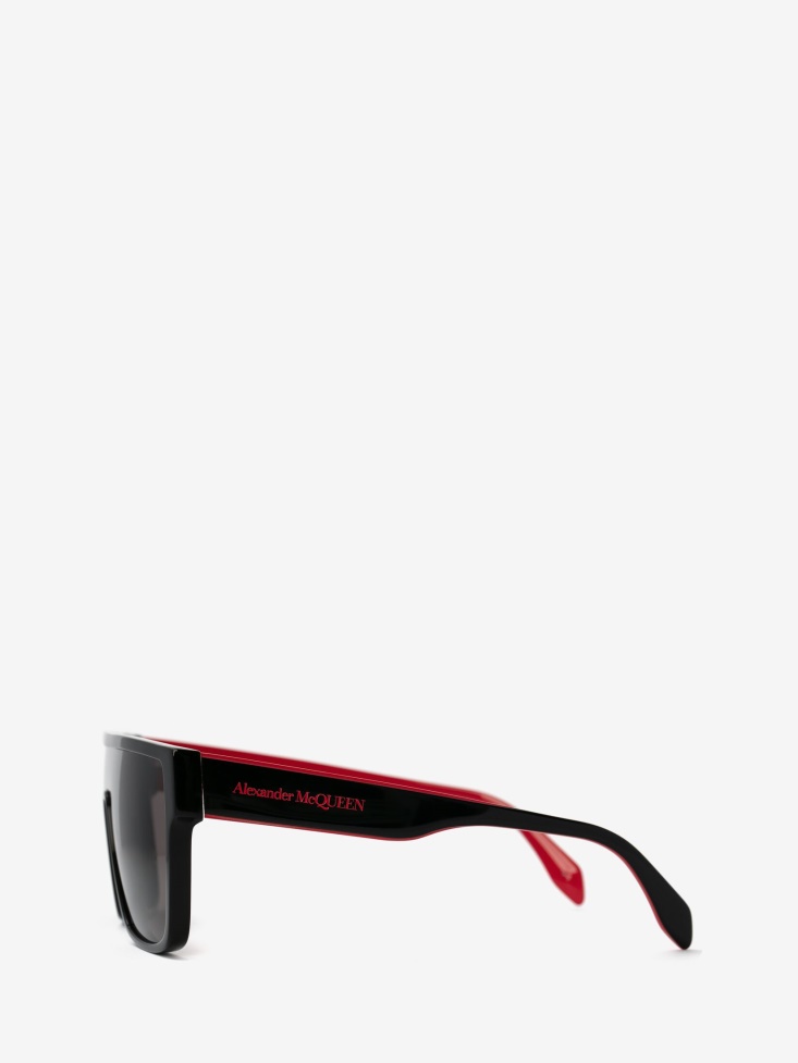 Black Red Men's Selvedge Mask Sunglasses Fashion Alexander McQueen