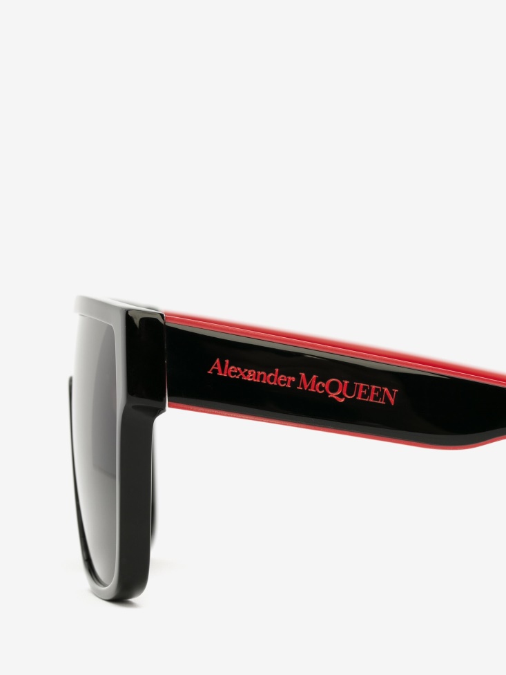 Black Red Men's Selvedge Mask Sunglasses Fashion Alexander McQueen