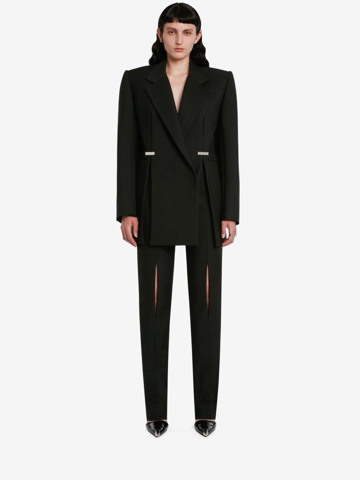 Black Fashion Alexander McQueen Women's Slashed Tailored Boxy Jacket