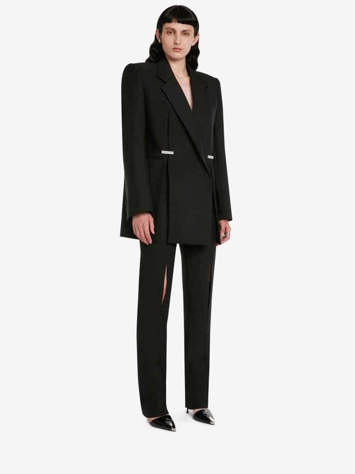 Black Fashion Alexander McQueen Women's Slashed Tailored Boxy Jacket