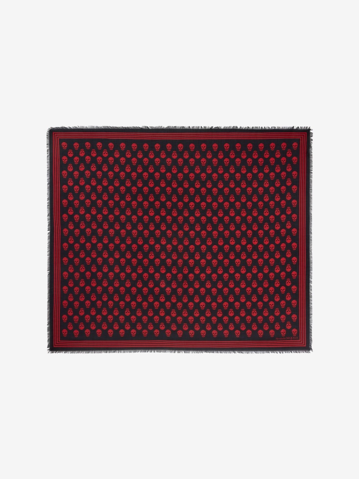 Fashion Alexander McQueen Black/Red Men's Biker Skull Scarf