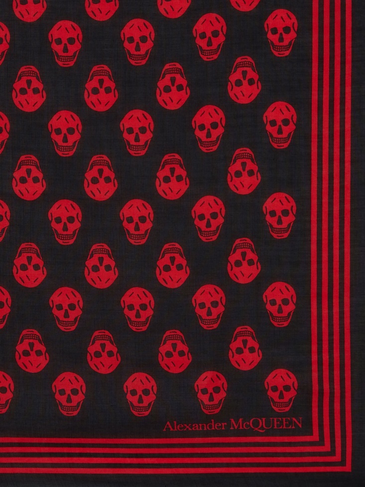 Fashion Alexander McQueen Black/Red Men's Biker Skull Scarf