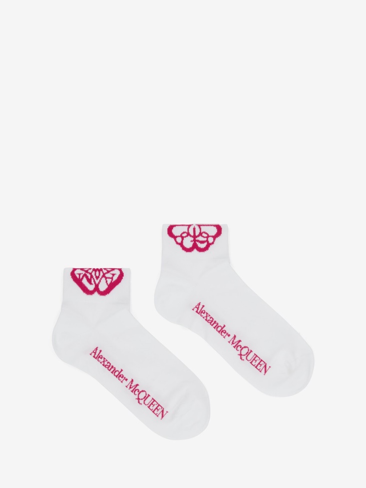 Fashion Alexander McQueen White Women's Cut Seal Logo Socks