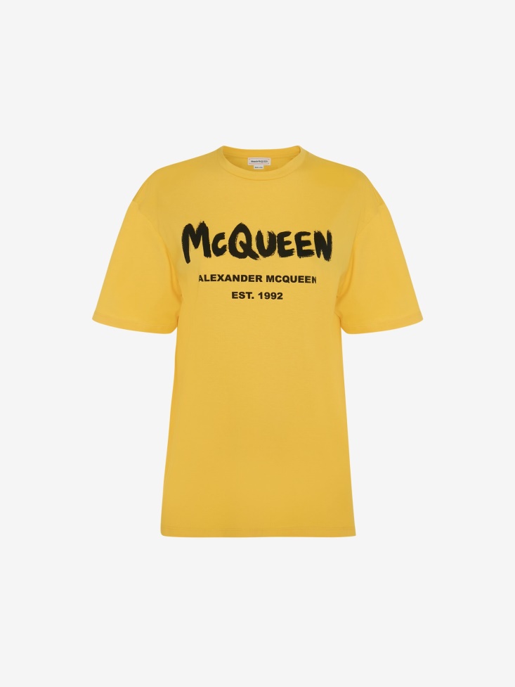 Fashion Alexander McQueen Women's in Graffiti T-Shirt Pop Yellow/Black