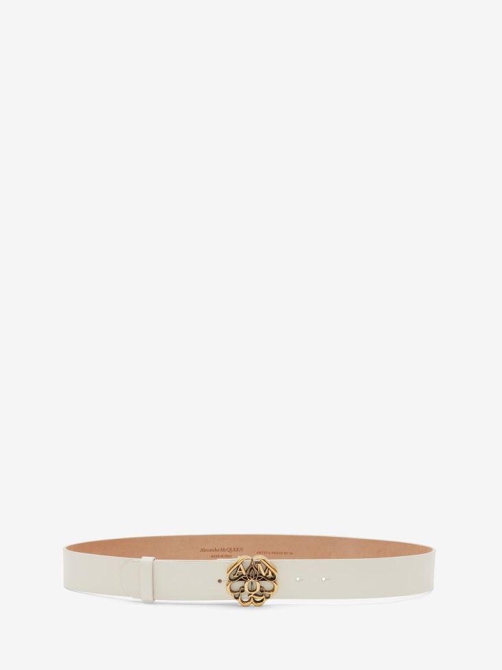 Women's Seal Logo Belt Fashion Alexander McQueen Ivory