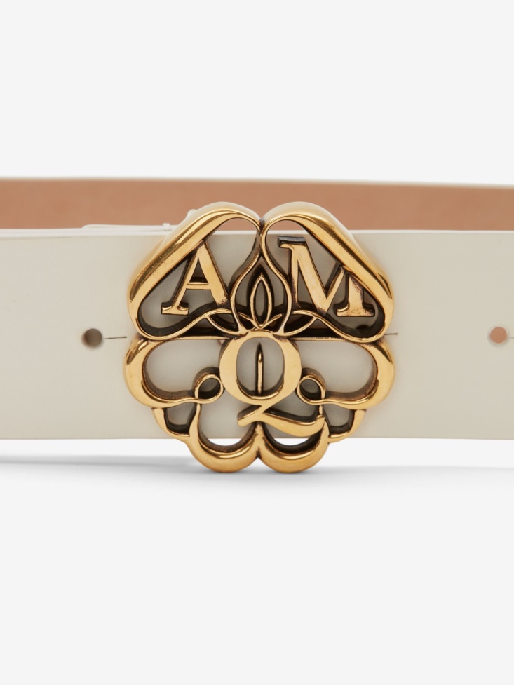 Women's Seal Logo Belt Fashion Alexander McQueen Ivory