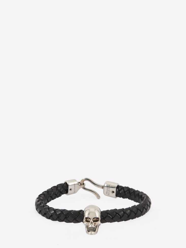 Black Men's Skull Leather Bracelet Fashion Alexander McQueen