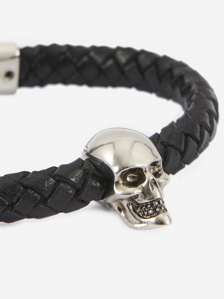 Black Men's Skull Leather Bracelet Fashion Alexander McQueen