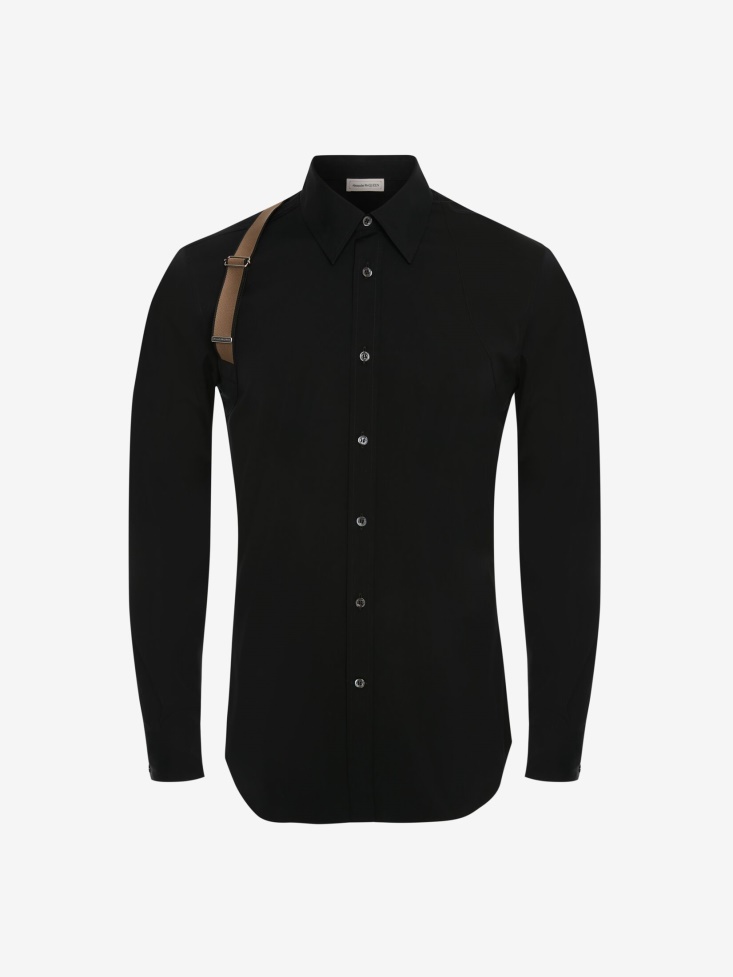 Men's in Signature Harness Shirt Fashion Alexander McQueen Black/Beige