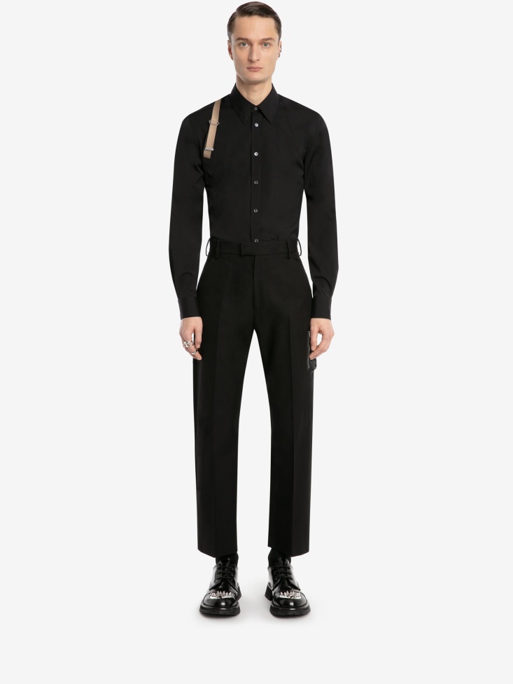 Men's in Signature Harness Shirt Fashion Alexander McQueen Black/Beige