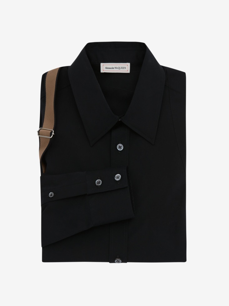 Men's in Signature Harness Shirt Fashion Alexander McQueen Black/Beige