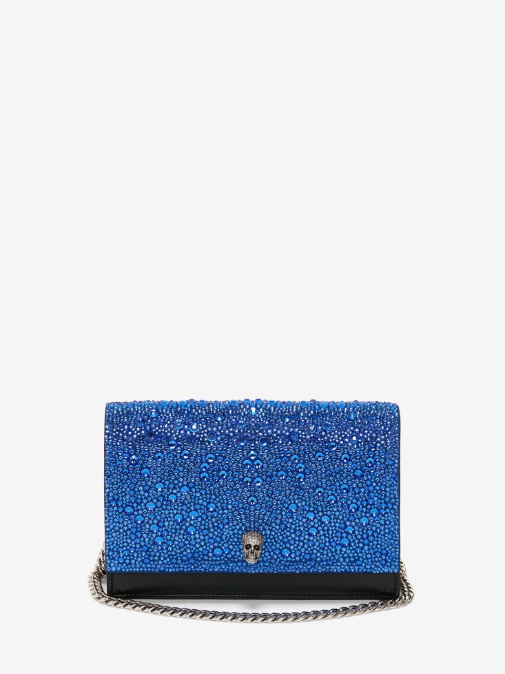 Electric Blue Fashion Alexander McQueen Women's Small Crystal-Embellished Skull Bag