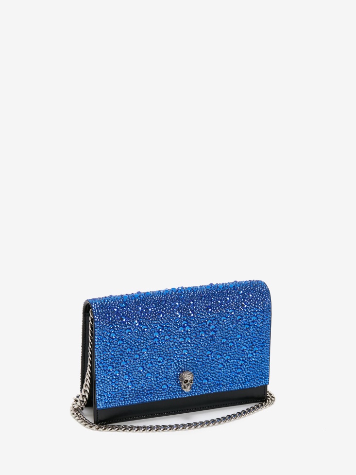 Electric Blue Fashion Alexander McQueen Women's Small Crystal-Embellished Skull Bag