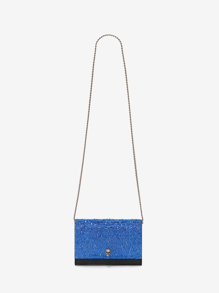 Electric Blue Fashion Alexander McQueen Women's Small Crystal-Embellished Skull Bag