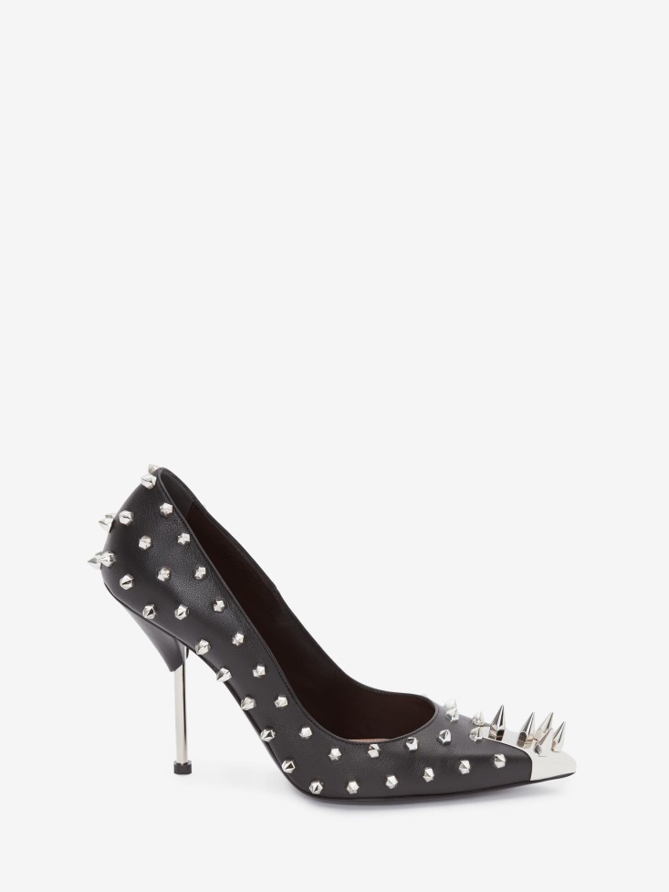 Fashion Alexander McQueen Black/Silver Women's Punk Stud Pump
