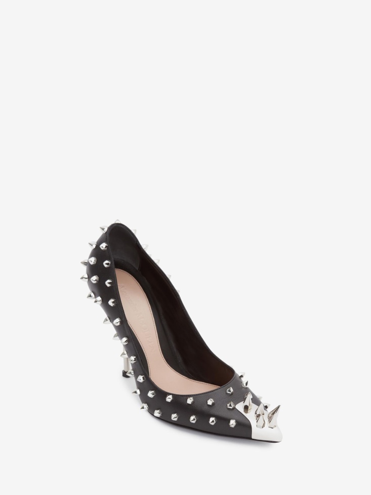 Fashion Alexander McQueen Black/Silver Women's Punk Stud Pump
