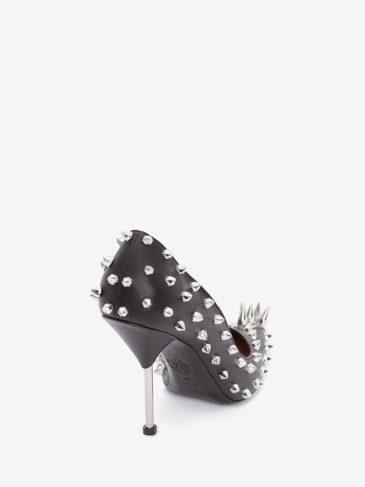 Fashion Alexander McQueen Black/Silver Women's Punk Stud Pump