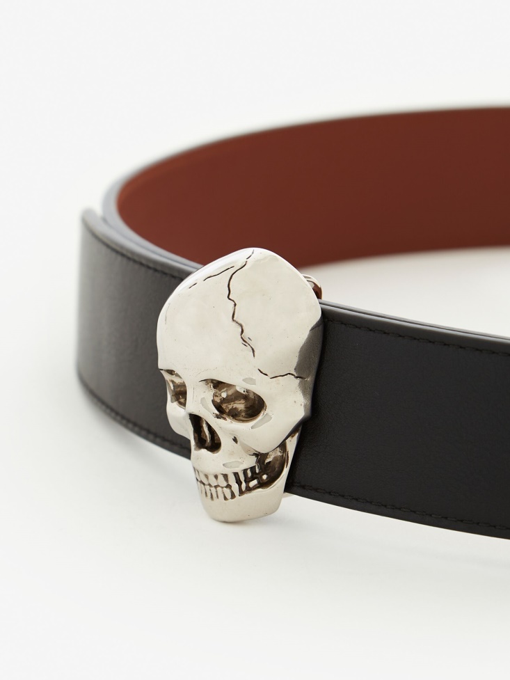 Black Men's 3D Skull Belt Fashion Alexander McQueen