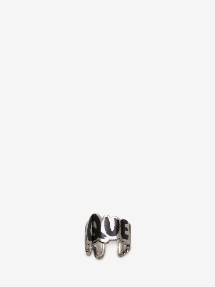 Men's in Graffiti Cut-Out Ear Cuff Fashion Alexander McQueen Black