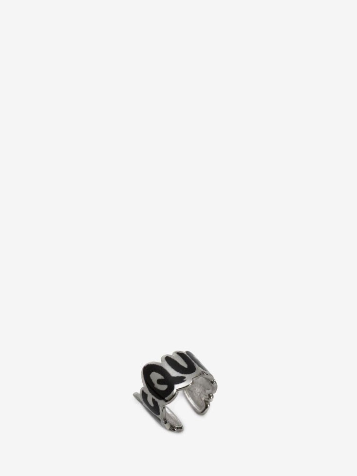 Men's in Graffiti Cut-Out Ear Cuff Fashion Alexander McQueen Black