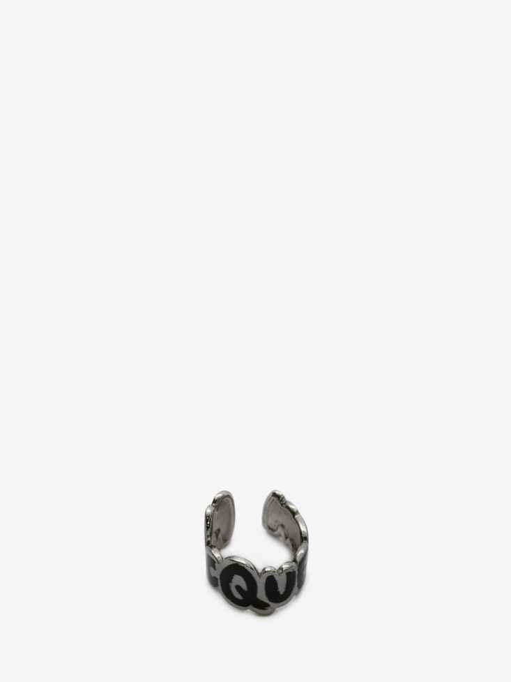 Men's in Graffiti Cut-Out Ear Cuff Fashion Alexander McQueen Black