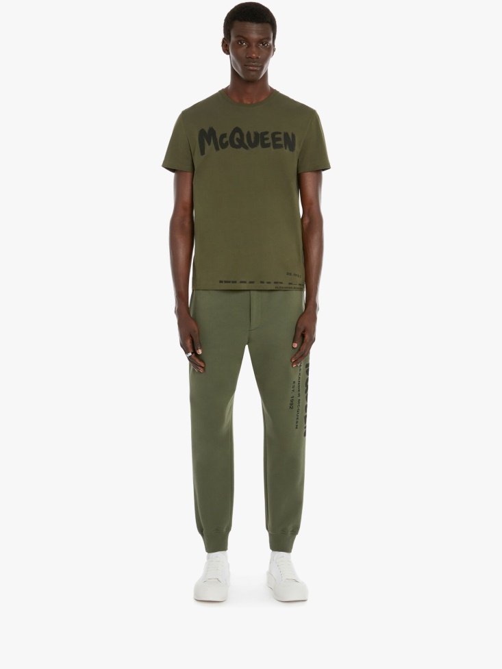 Khaki Fashion Alexander McQueen Men's in Graffiti Joggers