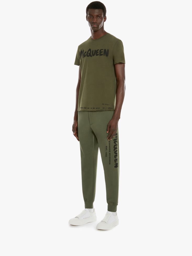 Khaki Fashion Alexander McQueen Men's in Graffiti Joggers