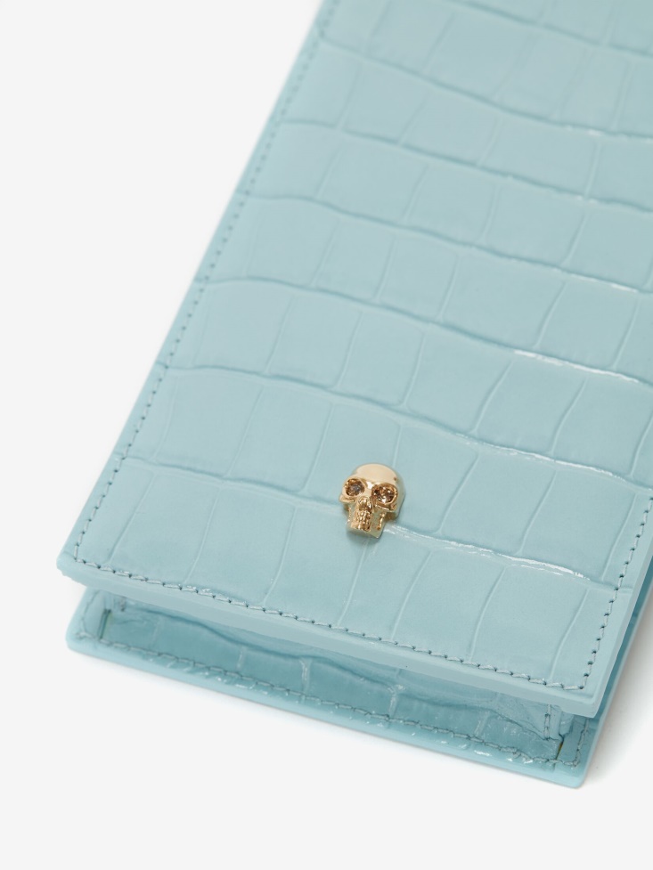 Women's Skull Phone Case With Chain Light Blue Fashion Alexander McQueen