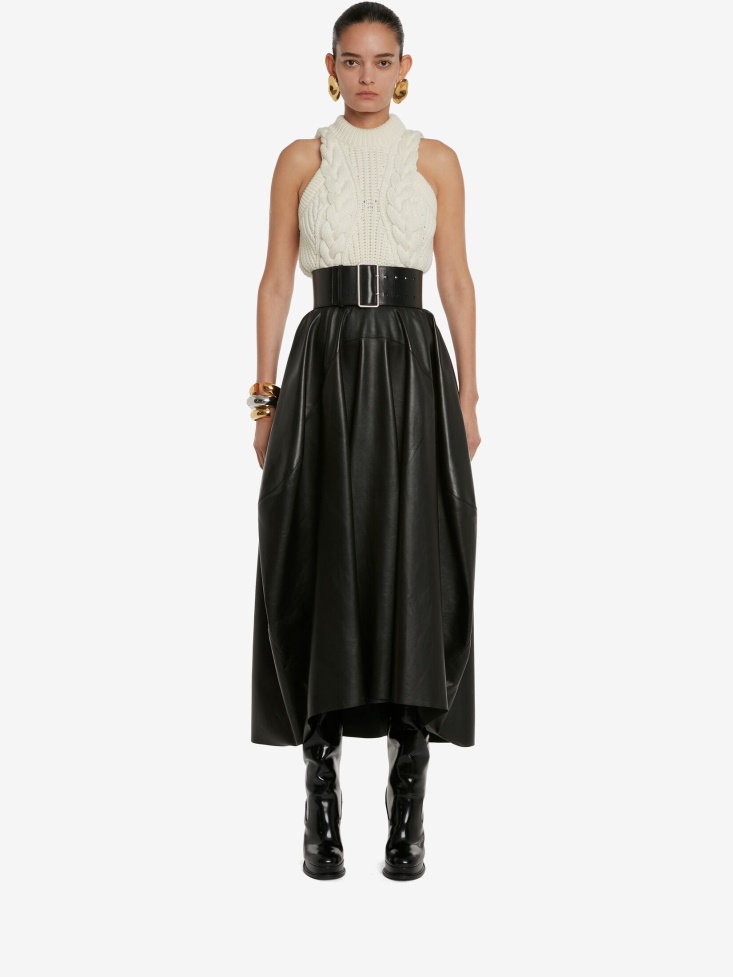 Ivory Women's Wool Cable Sleeveless Jumper Fashion Alexander McQueen