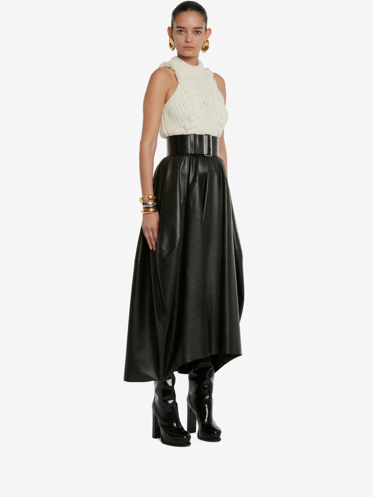 Ivory Women's Wool Cable Sleeveless Jumper Fashion Alexander McQueen