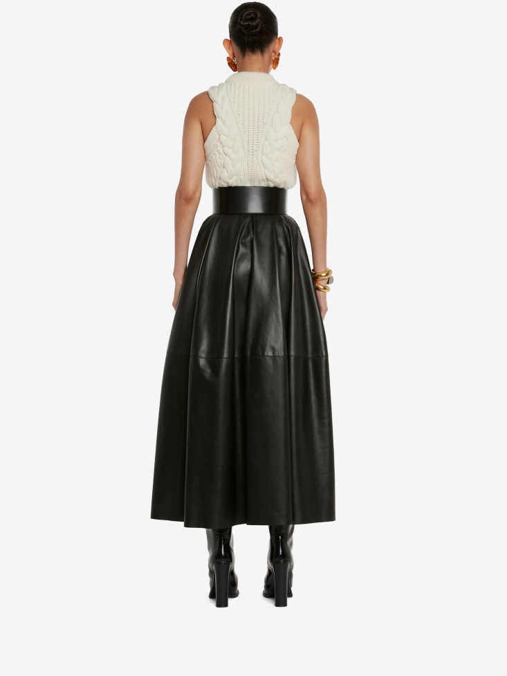 Ivory Women's Wool Cable Sleeveless Jumper Fashion Alexander McQueen