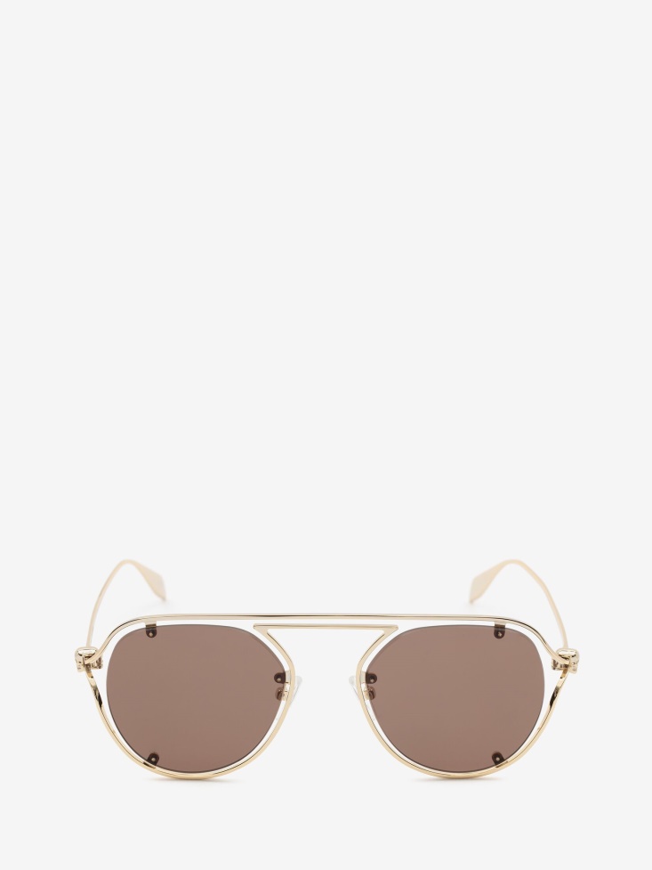 Men's Skull Hinge Pantos Sunglasses Fashion Alexander McQueen Gold
