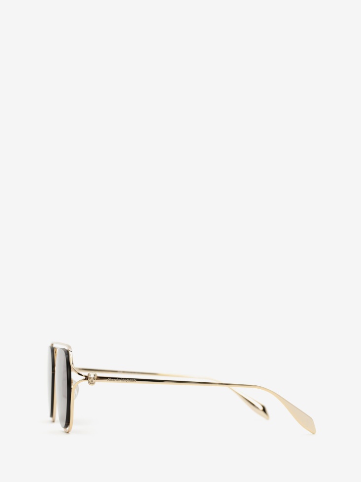 Men's Skull Hinge Pantos Sunglasses Fashion Alexander McQueen Gold