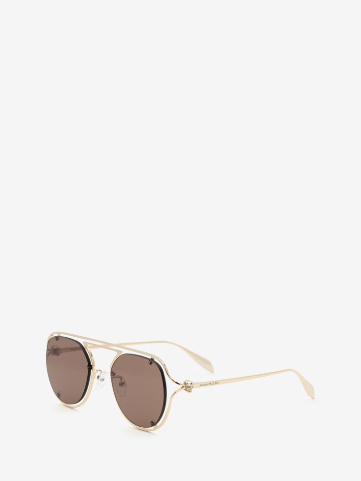 Men's Skull Hinge Pantos Sunglasses Fashion Alexander McQueen Gold