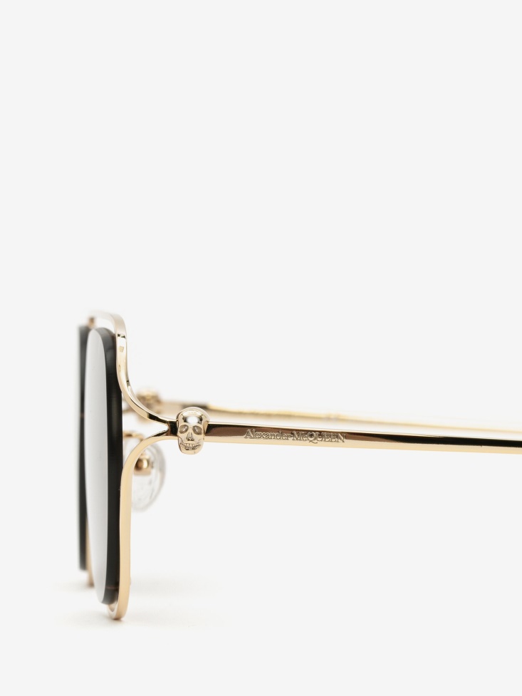 Men's Skull Hinge Pantos Sunglasses Fashion Alexander McQueen Gold