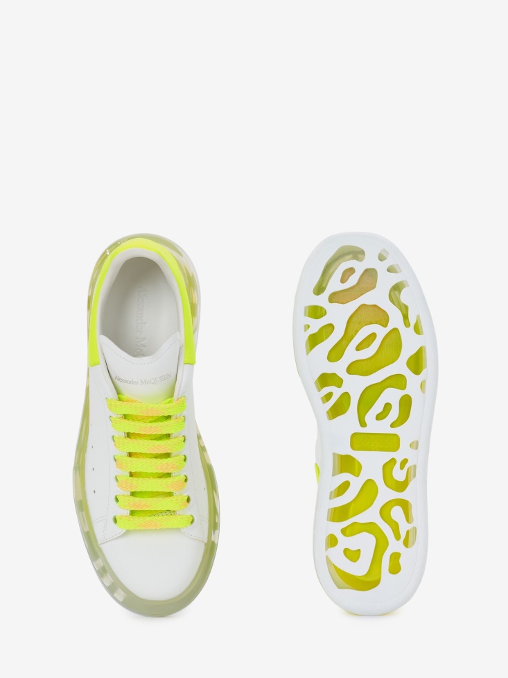 Women's Oversized Transparent Sole Sneaker White/Acid Yellow Fashion Alexander McQueen
