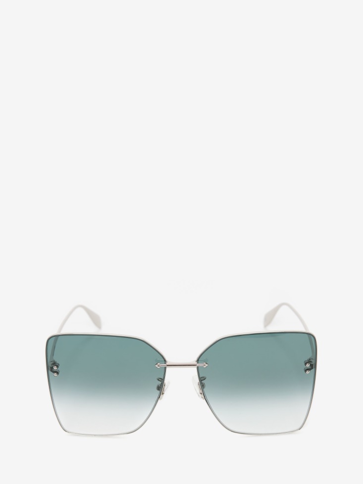 Fashion Alexander McQueen Silver Women's Piercing Bridge Butterfly Sunglasses